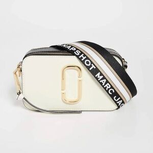 Marc Jacobs Cream Snapshot Bag with Gold Accents